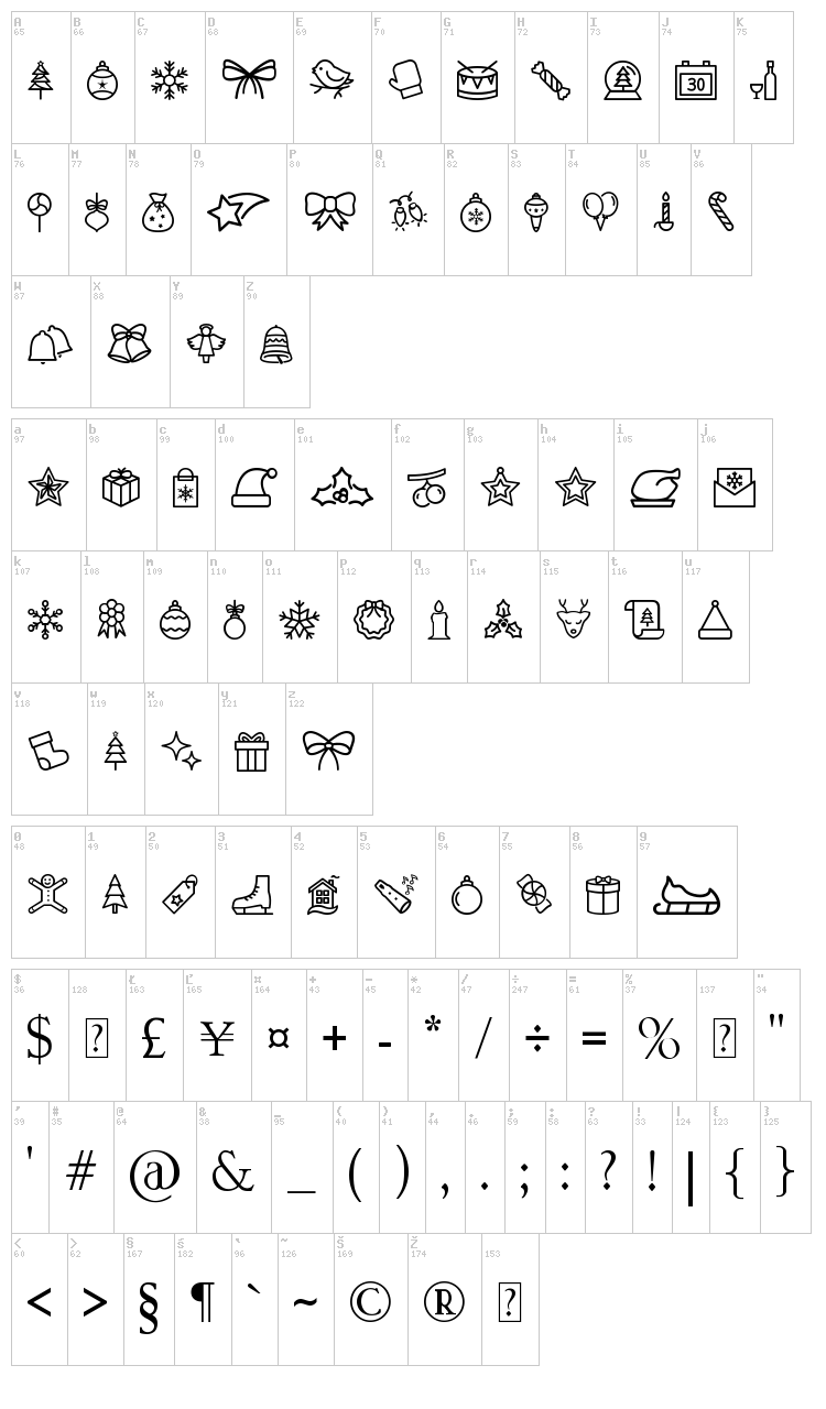 Merry Christmas Go font map